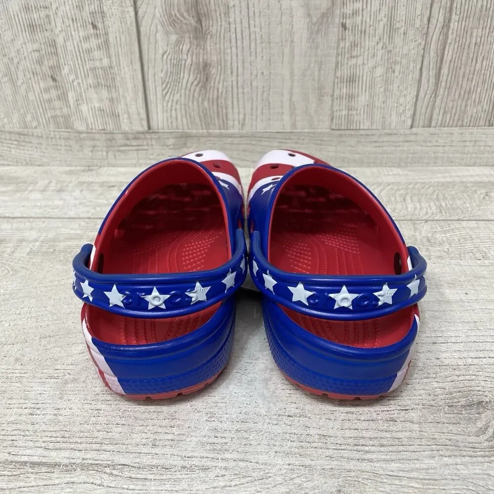 Crocs American Flag Clogs Men 8 Women 10 America Patriotic July 4th Red Blue New - Picture 5 of 10